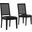 Arlo Vegan Leather Upholstered Faux Rattan and Wood Dining Side Chair Set of 2 In Black