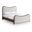 Arvada Linen Textured Fabric Upholstered Full Bed In Beige and Brushed Walnut