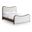 Arvada Linen Textured Fabric Upholstered Full Bed In Cream and Brushed Walnut