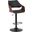 Aspen Adjustable Swivel Black Faux Leather and Walnut Wood Bar Stool with Black Base