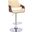 Aspen Adjustable Swivel Cream Faux Leather and Walnut Wood Bar Stool with Chrome Base