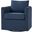 Asser Slipcovered Swivel Chair In Navy