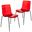Astor Water Ripple Design Dining Chair Set of 2 In Black Base and Transparent Red Seat