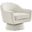 Astral Boucle Fabric Swivel Chair In Ivory