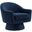 Astral Performance Velvet Fabric And Wood Swivel Chair In Midnight Blue