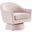 Astral Performance Velvet Fabric And Wood Swivel Chair In Pink