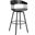 Athena 27 Inch Swivel Black Wood Counter Stool In Gray Faux Leather with Black Metal