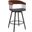 Athena 27 Inch Swivel Walnut Wood Counter Stool In Black Faux Leather with Black Metal