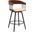Athena 27 Inch Swivel Walnut Wood Counter Stool In Cream Faux Leather with Black Metal