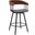 Athena 27 Inch Swivel Walnut Wood Counter Stool In Gray Faux Leather with Black Metal