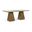 Atrium 78 Inch Glass and Cane Top with Solid Wood Base Dining Table In Brown