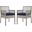 Aura Gray Navy Dining Arm Chair Outdoor Patio Wicker Rattan Set of 2