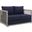 Aura Gray Navy Outdoor Patio Wicker Rattan Loveseat