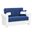 Avalon Upholstered Convertible Loveseat with Storage In Sky Blue