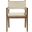 Avon Linen Textured Performance Fabric Upholstered Dining Arm Chair In Beige and Stained Walnut