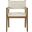 Avon Linen Textured Performance Fabric Upholstered Dining Arm Chair In Cream and Stained Walnut