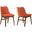 Azalea Orange Fabric and Walnut Wood Dining Side Chair Set of 2