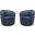 Barolo Italian Leather Swivel Club Chair Set of 2 In Vintage Navy