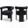 Barrel Boucle Fabric Dining Chair In Black