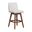 Basila Swivel Bar Stool In Brown Oak Wood Finish with Beige Fabric
