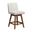 Basila Swivel Counter Stool In Brown Oak Wood Finish with Beige Fabric