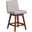 Basila Swivel Counter Stool In Brown Oak Wood Finish with Taupe Fabric