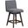 Basila Swivel Counter Stool In Gray Oak Wood Finish with Gray Fabric