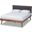 Baxton Studio Alke Mid-Century Modern Dark Grey Fabric Upholstered Walnut Brown Finished Wood Queen Size Platform Bed