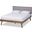 Baxton Studio Alke Mid-Century Modern Light Grey Fabric Upholstered Walnut Brown Finished Wood King Size Platform Bed