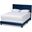 Baxton Studio Clare Glam and Luxe Navy Blue Velvet Fabric Upholstered Full Size Panel Bed with Channel Tufted Headboard