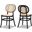 Baxton Studio Garold Mid-Century Modern Brown Woven Rattan And Black Wood 2-Piece Cane Dining Chair Set