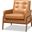 Baxton Studio Perris Mid-Century Modern Tan Faux Leather Upholstered and Walnut Brown Finished Wood Lounge Chair