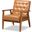 Baxton Studio Sorrento Mid-Century Modern Tan Faux Leather Upholstered and Walnut Brown Finished Wood Lounge Chair