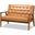 Baxton Studio Sorrento Mid-Century Modern Tan Faux Leather Upholstered and Walnut Brown Finished Wood Loveseat