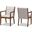 Baxton Studio Theresa Mid-Century Modern Greyish Beige Fabric Upholstered and Walnut Brown Finished Wood Living Room Accent Chair Set of 2