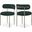 Beacon Boucle Fabric Dining Chair Set of 2 In Green/Brushed Brass