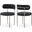 Beacon Vegan Leather and Boucle Fabric Dining Chair Set of 2 In Black/Brushed Brass