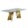 Becky 42 x 78 Inch Dining Table In Clear Glass and Gold Stainless Steel Base