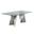 Becky 42 x 78 Inch Dining Table In Clear Glass and Silver Stainless Steel Base