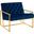 Bequest Navy Gold Stainless Steel Performance Velvet Accent Chair
