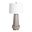 Bernadette Ribbed Glass Table Lamp with Linen Tapered Drum Shade In Gray