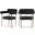 Blake Boucle Fabric Dining Chair Set of 2 In Black/Brushed Brass