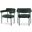 Blake Boucle Fabric Dining Chair Set of 2 In Green/Matte Black