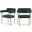 Blake Boucle Fabric Dining Chair Set of 2 In Green/Brushed Brass