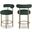 Bordeaux Boucle Fabric Stool Set of 2 In Green/Brushed Brass