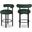 Bordeaux Boucle Fabric Stool Set of 2 In Green/Matte Black