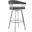 Bronson 29 Inch Gray Faux Leather and Brushed Stainless Steel Swivel Bar Stool