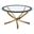 Brooke Round Glass Top Coffee Table Metal Base In Rose Brass