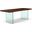 Brooks 40 x 116 Inch Dining Table In Americano Top And Clear Glass Base