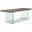 Brooks 40 x 116 Inch Dining Table In Sandblasted Grey Top And Clear Glass Base